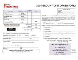 2014 Group Ticket Order Form How Ticket Type
