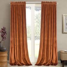 The average price for orange blackout curtains ranges from $20 to $150. Textile 2 Orange Curtains Burnt Orange Curtains Velvet Curtains