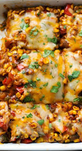 Healthy Mexican Casserole With Roasted Corn And Peppers Pinch Of Yum Recipe Easy Casserole Recipes Healthy Mexican Casserole Healthy Mexican