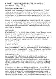 Let's first present two common film distribution strategies or what we'll call dream scenarios. Short Film Distribution How To Market And Promote Independent Feature Films By Bor Mcneil Issuu