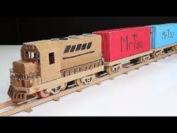 How To Make A Cargo Train Container Train Freight Train With Cardboard Youtube In 2020 Cardboard Train Train Cardboard
