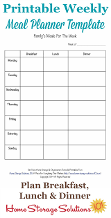 printable weekly meal planner template