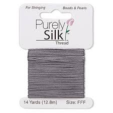 thread purely silk 3 ply dark grey size fff sold per