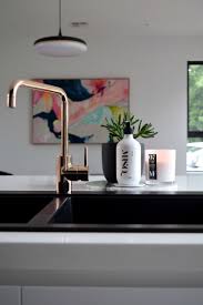 Black And Copper Kitchen Gina S Home Kitchen Room Reveal Black Joinery And Marble Splashback Black Sink Rose Gold Kitchen White Kitchen Inspiration