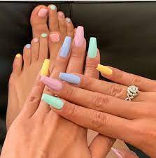 Beautiful Multi Colored Nails Designs For Summer The Glossychic Spring Acrylic Nails Purple Acrylic Nails Multicolored Nails