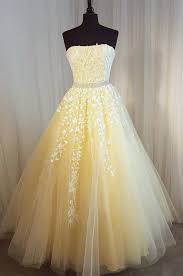 Yellow Prom Dress Ball Gowns Prom Dress Lace Dress Prom Gowns Mt20187945 Strapless Prom Dresses Pretty Prom Dresses Prom Dresses Yellow