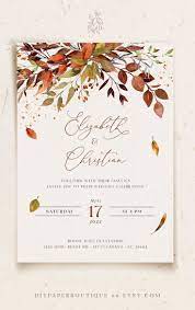 Sienna Bohemian Rustic Fall Wedding Invitation Template Fall Leaves And Greenery Burnt Orange Invites Boho Fall Invitations Diy Autumn Invitations Fall Wedding Invitations Orange Wedding Invitations