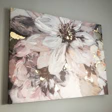 Blush And Grey Floral Canvas Grey And Gold Bedroom Pink Bedroom Decor Blush And Gold Bedroom