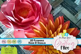 Download red rose petal overlays. Rose Dahlia 3d Paper Flowers Svg Dxf Eps And Png Files 194540 Cut Files Design Bundles
