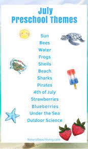 July Preschool Themes With Lesson Plans And Activities Natural Beach Living Lesson Plans For Toddlers Toddler Lessons Summer Preschool Activities