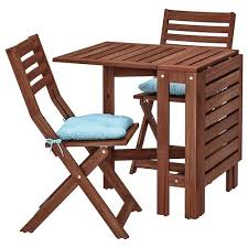Applaro Table And 2 Folding Chairs Outdoor Brown Stained Shop Here Ikea In 2020 Folding Chair Outdoor Folding Chairs Wooden Outdoor Furniture