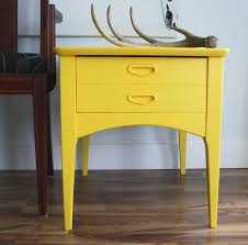 Mid Century Modern Yellow Side Accent Table With Drawer Yellow Bedside Tables Yellow Bedroom Mid Century Modern