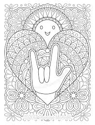 I Love You In American Sign Language Coloring Page Sign Language Colors Sign Language Art Coloring Books