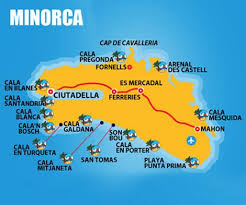 Formentera appare sulla mappa sotto l'icona blu. Cartina Minorca Spiagge Minorca Isole Baleari Maiorca