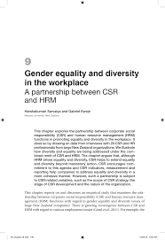 Pdf Gender Equality And Diversity In The Workplace A Partnership Between Csr And Hrm