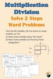 3rd 4th Grade Math Word Problems Math Worksheets Solve 2 Steps Word Problems For Whole Numbers Using B Word Problems Math Word Problems Division Word Problems