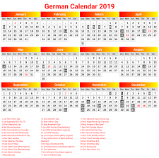 Printable Germany 2019 Calendar 2019 Calendar Calendar Calendar Printables
