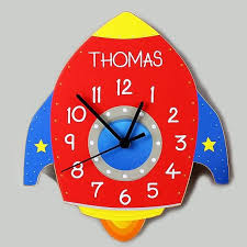 Personalised Rocket Shape Wooden Clock New Born Gift 1st Birthday Gift Christening Gift Gift In 2021 Childrens Clock Wooden Clock Clock For Kids