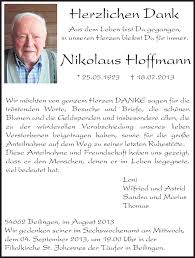 Traueranzeigen von Nikolaus Hoffmann