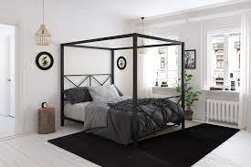 Create your own home sanctuary with the lopez canopy bed. Amazon Com Dhp Rosedale Metal 4 Poster Canopy Bed With Crisscross Headboard And Footboard Queen Black Furniture Decor