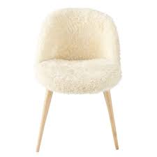 Chaise Vintage En Imitation Fourrure Ivoire Et Bouleau Mauricette Sillas Vintage Sillas Losas Macizas