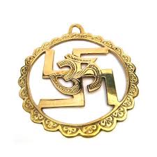 Golden Metal Swastik Om Wall Hanging ...