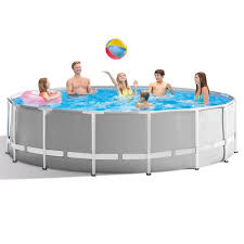 Intex Prism 15 Ft X 48 In D Round Above Ground Hybrid Metal Frame Pool Set Blues Above Ground Swimming Pools Intex Swimming Pools