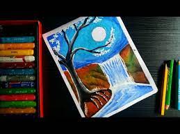 Oil Pastel Moonlight Waterfall Scenery Drawing Tutorial Oil Pastel Landscape Drawing Painting With Oil Paints How to draw easy and simple scenery for beginners with oil pastels. oil pastel moonlight waterfall scenery drawing tutorial oil pastel landscape drawing