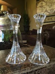 5 1/4 inches high x 3 7/8 inches wide. Mikasa Crystal Candlesticks Candle Holders Park Lane Pattern Smaller Wedding Tycaalak Crystal Candlesticks Candlesticks Candle Holders