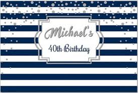 Striped watercolor digital paper, hand painted pattern clipart, scrapbook paper, background texture 12x12, printable watercolor paper. Custom Navy Silver Polka Dot Blue And White Striped 40th Birthday Backdrop Computer Print Party Background Background Aliexpress