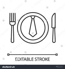 Business Lunch Dinner Linear Icon Discussing Business Over Meal Thin Line Illustration Table Knife Fork And Plat Outline Drawings Line Illustration Vector