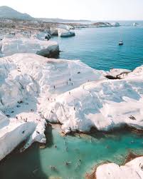 What might a beach look like on the moon? Travel Vacation Luxury On Instagram Sarakiniko Beach Has An Otherworldly Almost Lunar Like Qual Greek Islands To Visit Places To Travel Sarakiniko Beach