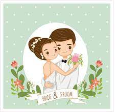 Cartoon Couple Wedding Invitation Kartu Undangan Pernikahan Kartu Pernikahan Gambar Pengantin