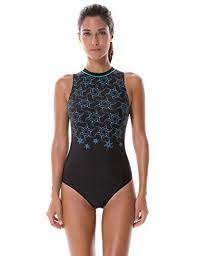 Syrokan Women S Printed High Neck Maillot Athletic Training One Piece Swimsuit Black 36 Inch Lear Training Swimsuits One Piece Swimsuit High Neck One Piece