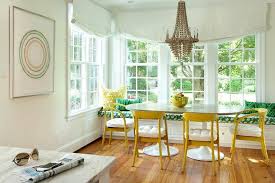 We love the international, colorful and playful side to bohemian decor and interiors. Eclectic Dining Nook With Yellow Dining Chairs Eclectic Dining Room