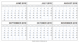 June July August September October November 2019 Calendar 2019 Calendar June 2019 Calendar Calendar March
