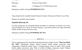 Surat kuasa pengambilan gaji simple. Contoh Surat Kuasa Perkara Perdata Kumpulan Contoh Surat Cute766