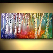 Framed Birch Tree Wall Art Colorful Tree Pop Wall Art Free Shipping Framed Abstract Tree Art Blooming Tree Painting