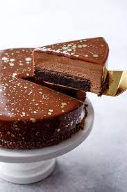 Nutella Brownie Mousse Cake With Milk Chocolate Mirror Glaze Love And Olive Oil Recipe Desserts Chocolate Desserts Chocolate Nutella