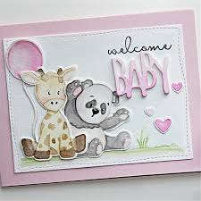 Wrap with mint green and white ribbon then add the panel to a green 148mm square base card. Yaminsannio Baby Animals Clear Stamps And Dies Scrapbooking For Card Making Album Photo Embossing Dies Cuts Stamp And Die Sets Buy At The Price Of 1 27 In Aliexpress Com Imall Com