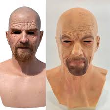Halloween Walter Witte Latex Hoofddeksels Halloween Realistische Thriller  Cosplay Gezicht Menselijke Rekwisieten Grappig Cosplay Breaking Bad Masker 