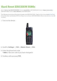 User manual | Hard Reset ERICSSON R380s ...