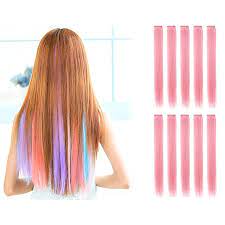 Light pink clip in hair extensions. 23 Inch Colored Party Highlights Straight Hair Clip Extensions Heat Resistant Synthetic Hair Extensions In Multiple Colors 10 Pcs Light Pink Walmart Com Walmart Com