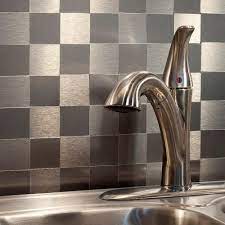 Menards backsplash / tack tile peel stick vinyl backsplash tiles 3 pk at menards. Aspect Peel Stick Metal Backsplash Matted Square At Menards Stainless Backsplash Metallic Backsplash Decorative Tile Backsplash