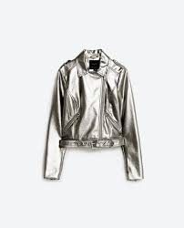 Izobrazhenie 8 Iz Kurtka Bajkerskaya S Metallizirovannoj Otdelkoj Ot Zara Jackets Leather Jacket Biker Jacket