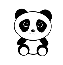 Black And White Cute Baby Panda Drawing Pin On Door