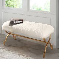 Check spelling or type a new query. Abbyson Zoe White Faux Fur Iron Rectangle Bench Overstock 15095543