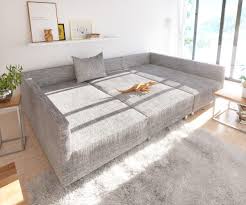 Wohnlandschaft Clovis Hellgrau Modular Strukturstoff Hocker Sofa Wohnlandschaft Wohnen Und Mobel Sofa