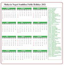 Semua negeri kecuali johor, kedah, melaka, n. Negeri Sembilan Public Holidays 2021 Negeri Sembilan Holiday Calendar