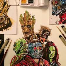 High quality guardians of the galaxy gifts and merchandise. Guardians Of The Galaxy On Behance Watercolor Anthonypetrie Illustration Art Ink Drawing Painting Marvel Galaxy Drawings Galaxy Artwork Marvel Drawings